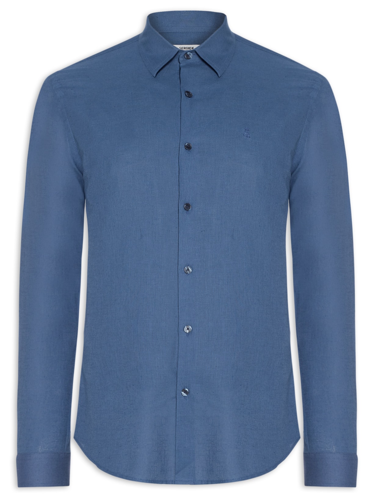 Camisa Masculina Casual Regular Fit Em Linho - Azul