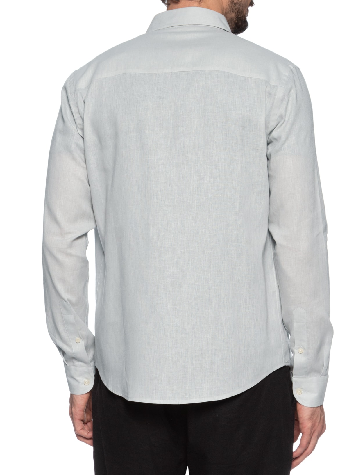 Camisa Masculina Casual Regular Fit Em Linho Cinza Sergio K