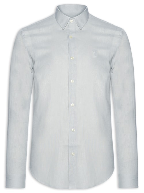 Camisa Masculina Casual Regular Fit Em Linho - Cinza