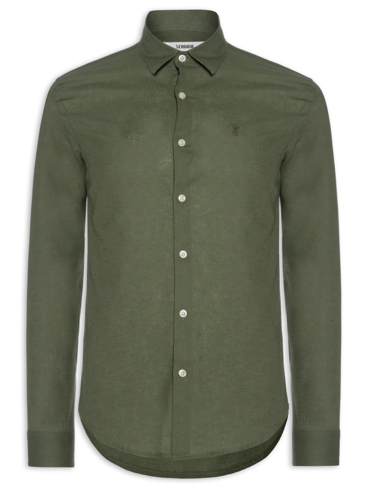 Camisa Masculina Casual Regular Fit Em Linho - Verde