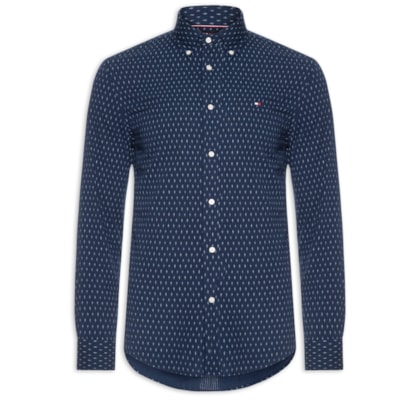 Camisa Masculina Casual Regular fit Estampada Seer - Azul
