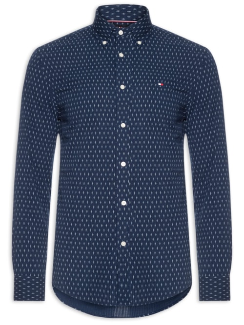 Camisa Masculina Casual Regular fit Estampada Seer - Azul