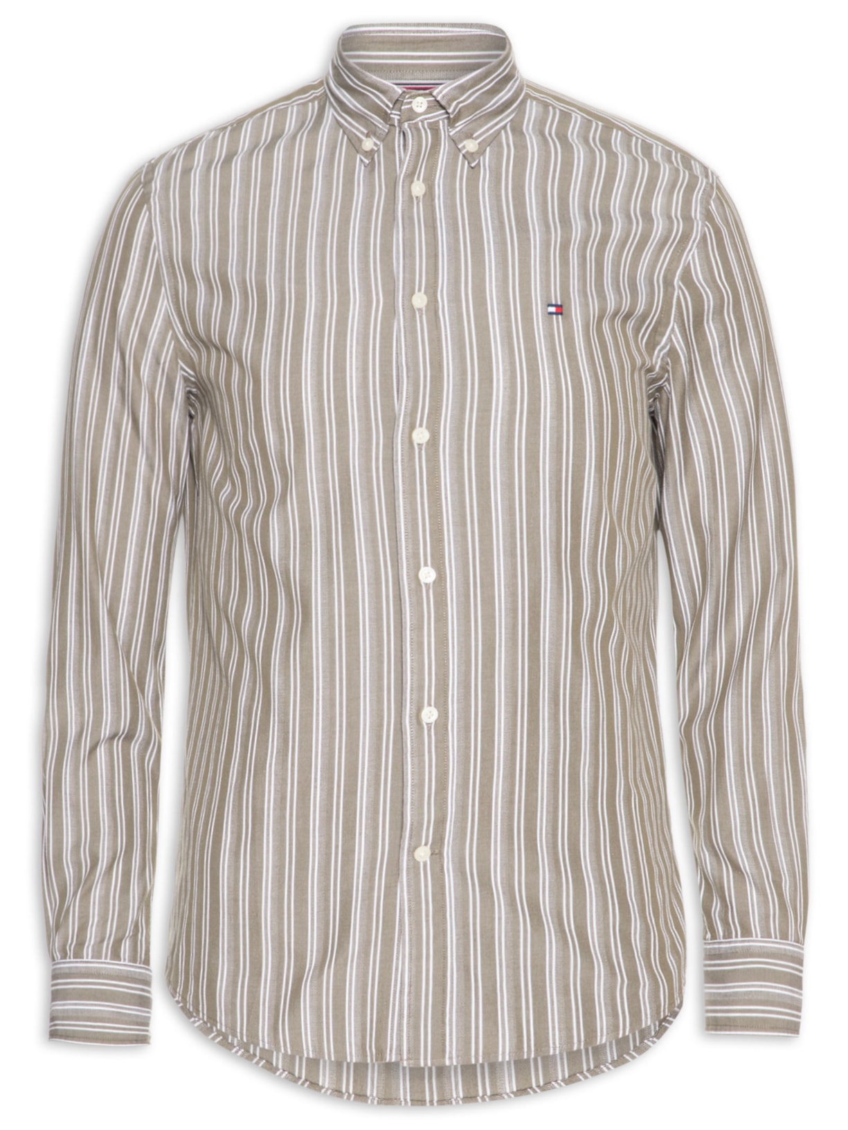 Camisa Masculina Casual Regular Fit Listrada Poplin Texture - Verde