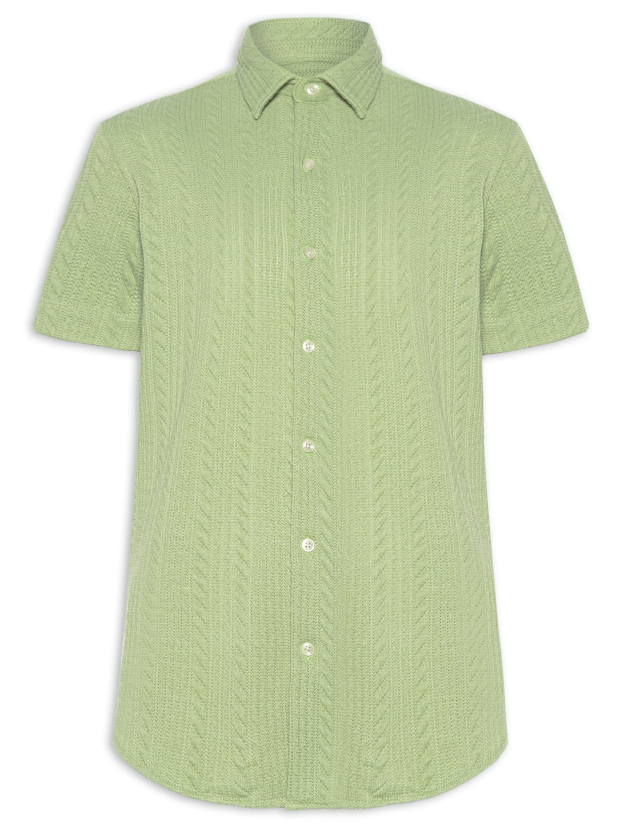 Camisa Masculina Casual Regular Fit Malha De Tricot Trança Verde Sergio K