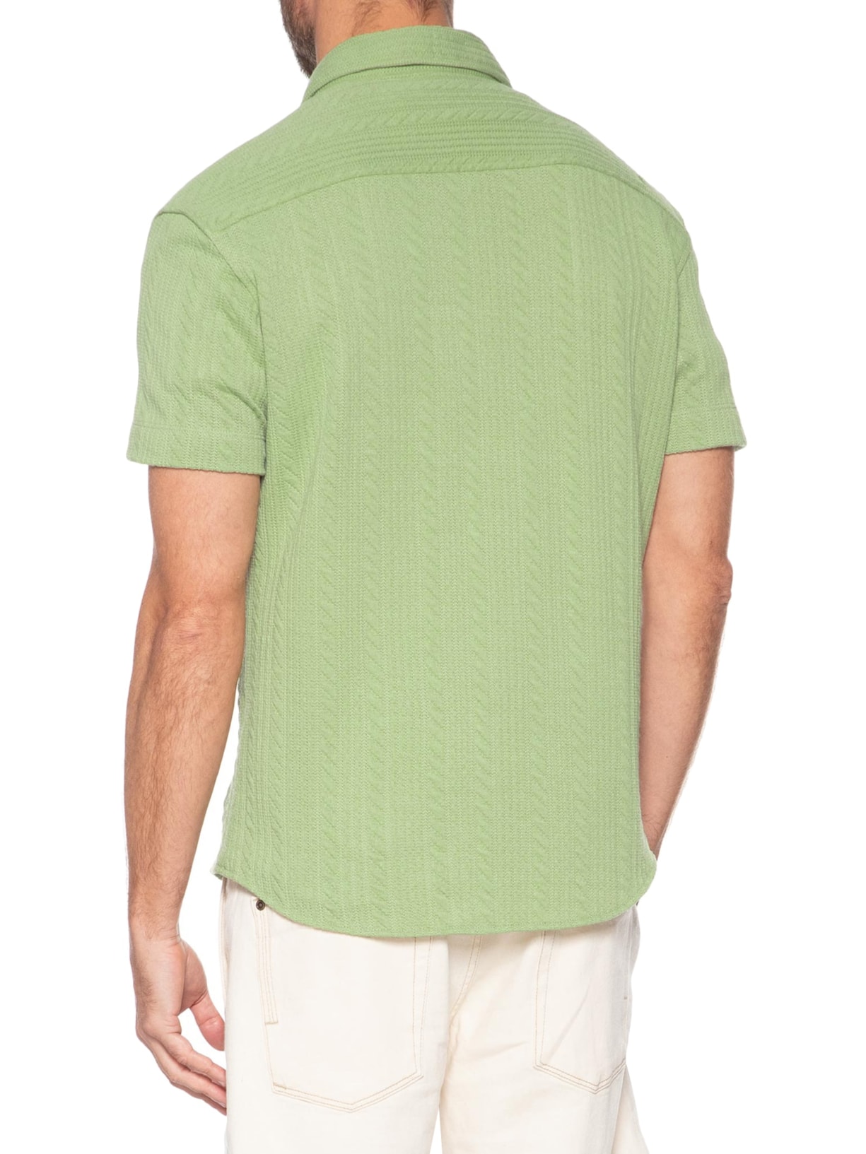 Camisa Masculina Casual Regular Fit Malha De Tricot Trança Verde Sergio K