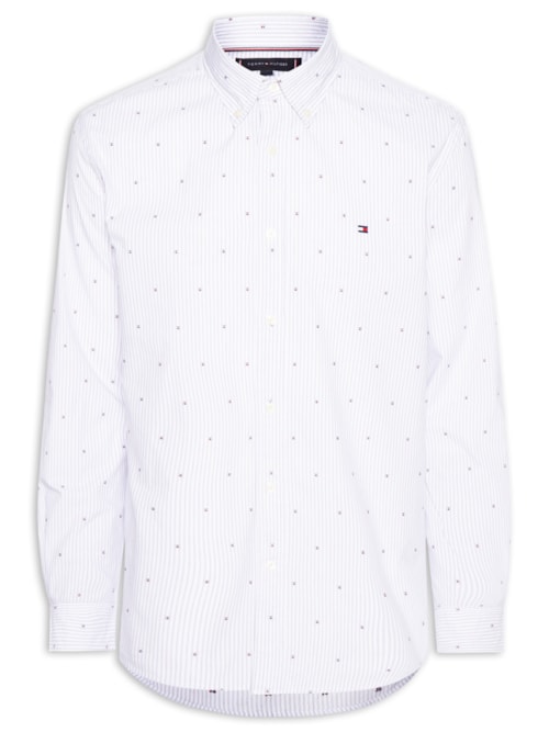 Camisa Masculina Casual Regular Fit Mini Flags Poplin Fil A Coupe - Azul