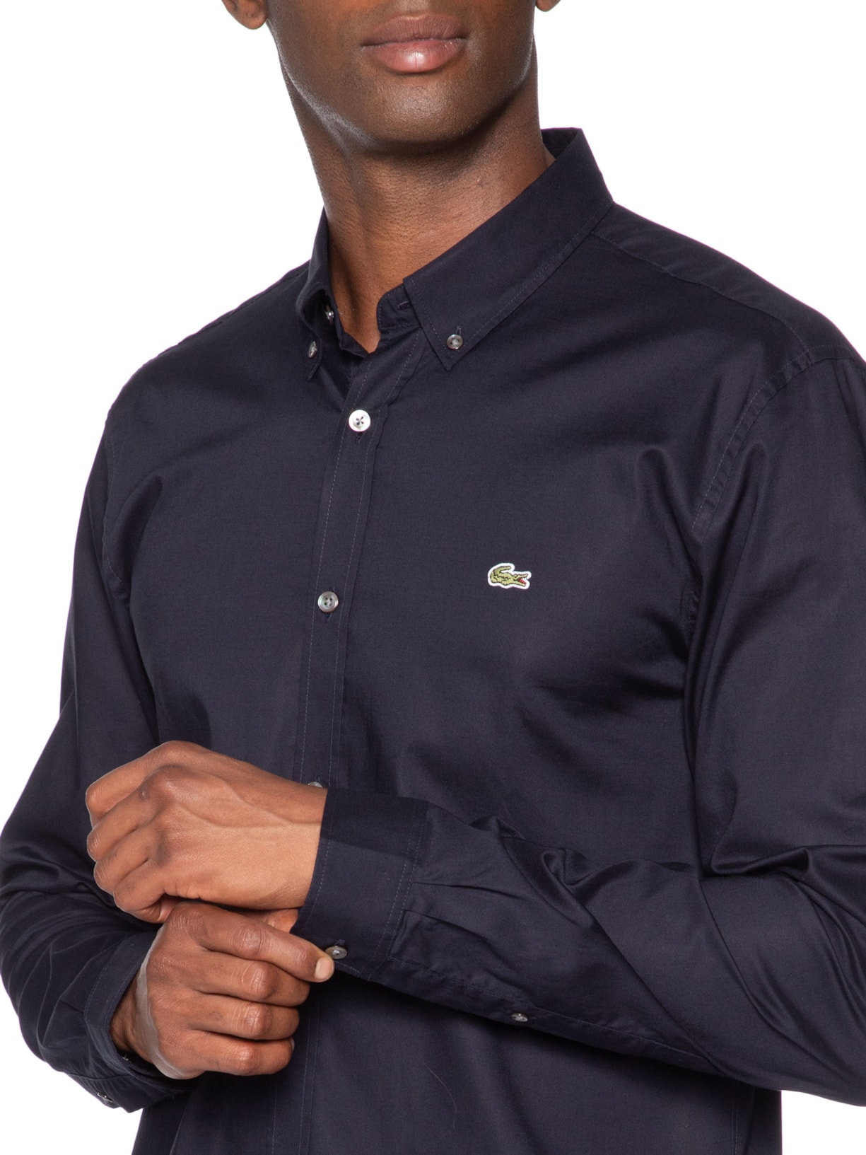 Camisa Masculina Casual Regular Fit Pinpoint Azul Lacoste