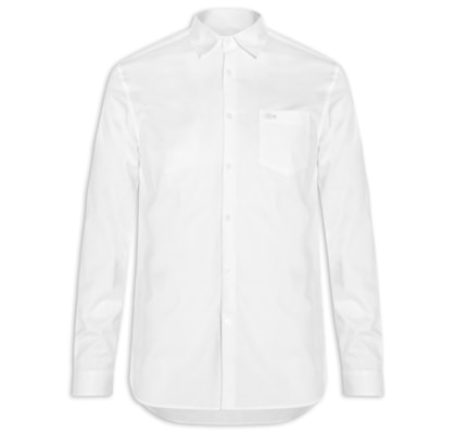 Camisa Masculina Casual Regular Fit Piquet Popeline - Branco