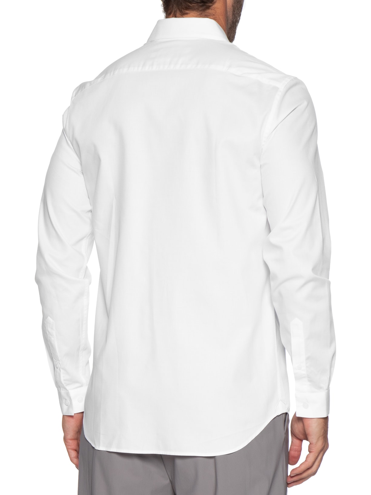 Camisa Masculina Casual Regular Fit Piquet Popeline Branco Lacoste
