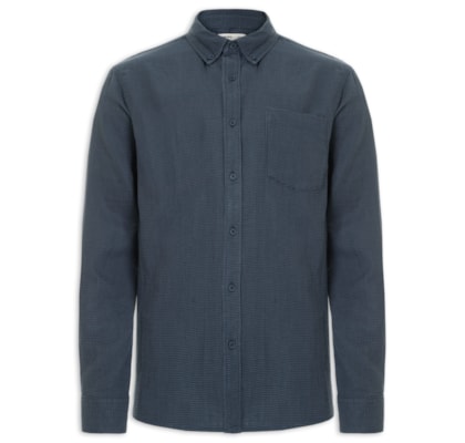 Camisa Masculina Casual Regular Fit Textura - Azul