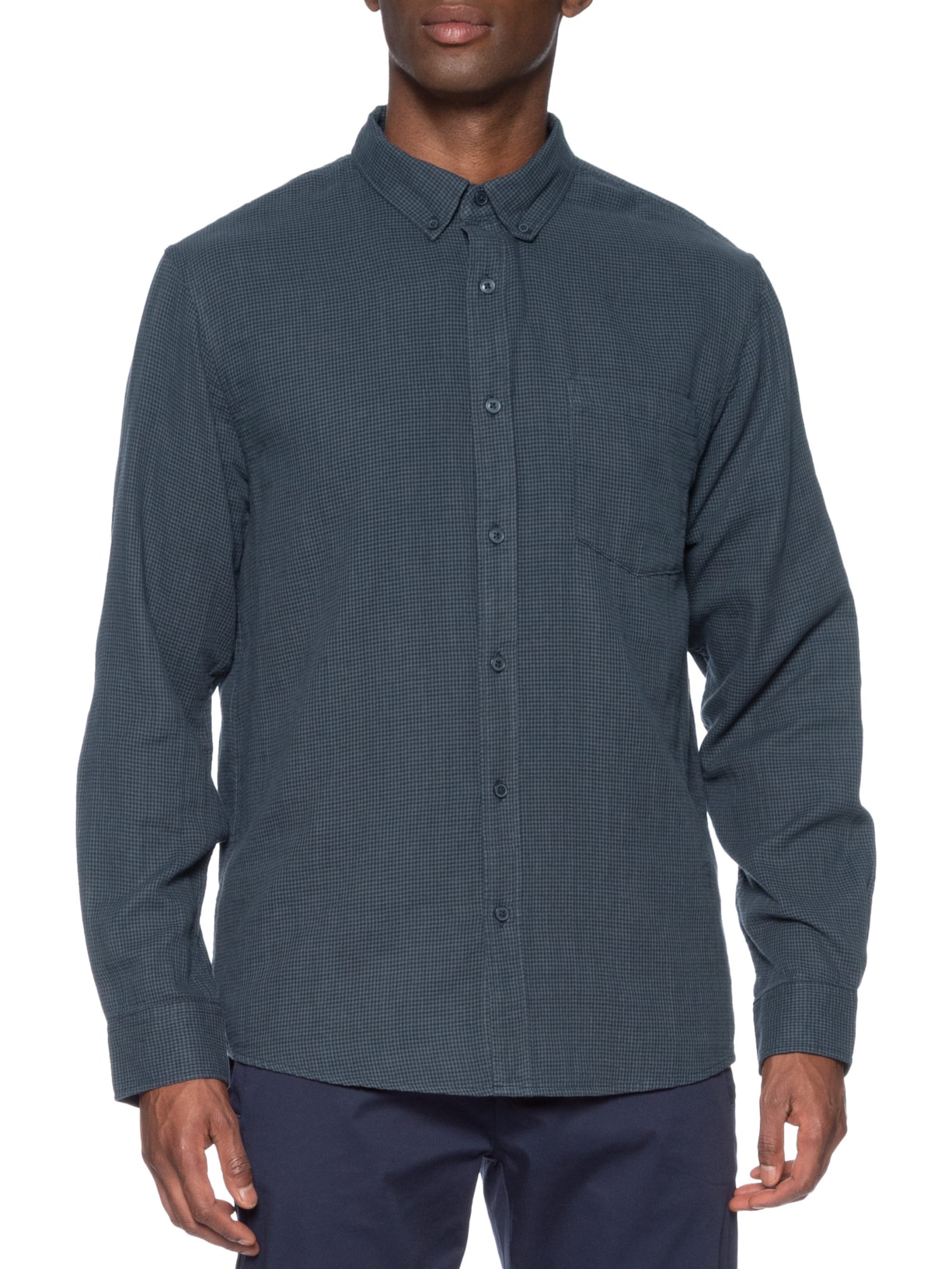 Camisa Masculina Casual Regular Fit Textura Azul Hering