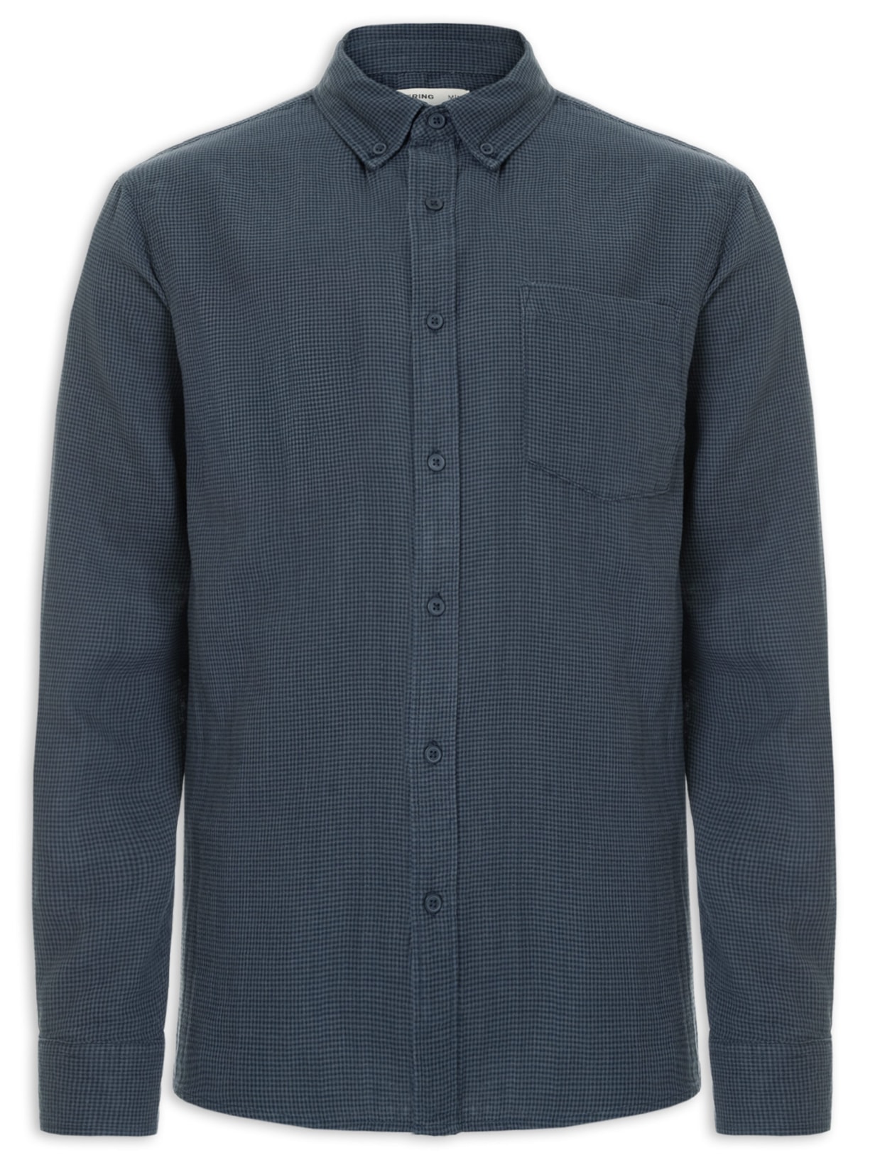 Camisa Masculina Casual Regular Fit Textura - Azul