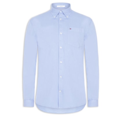 Camisa Masculina Casual Relaxed Fit Com Bolso - Azul