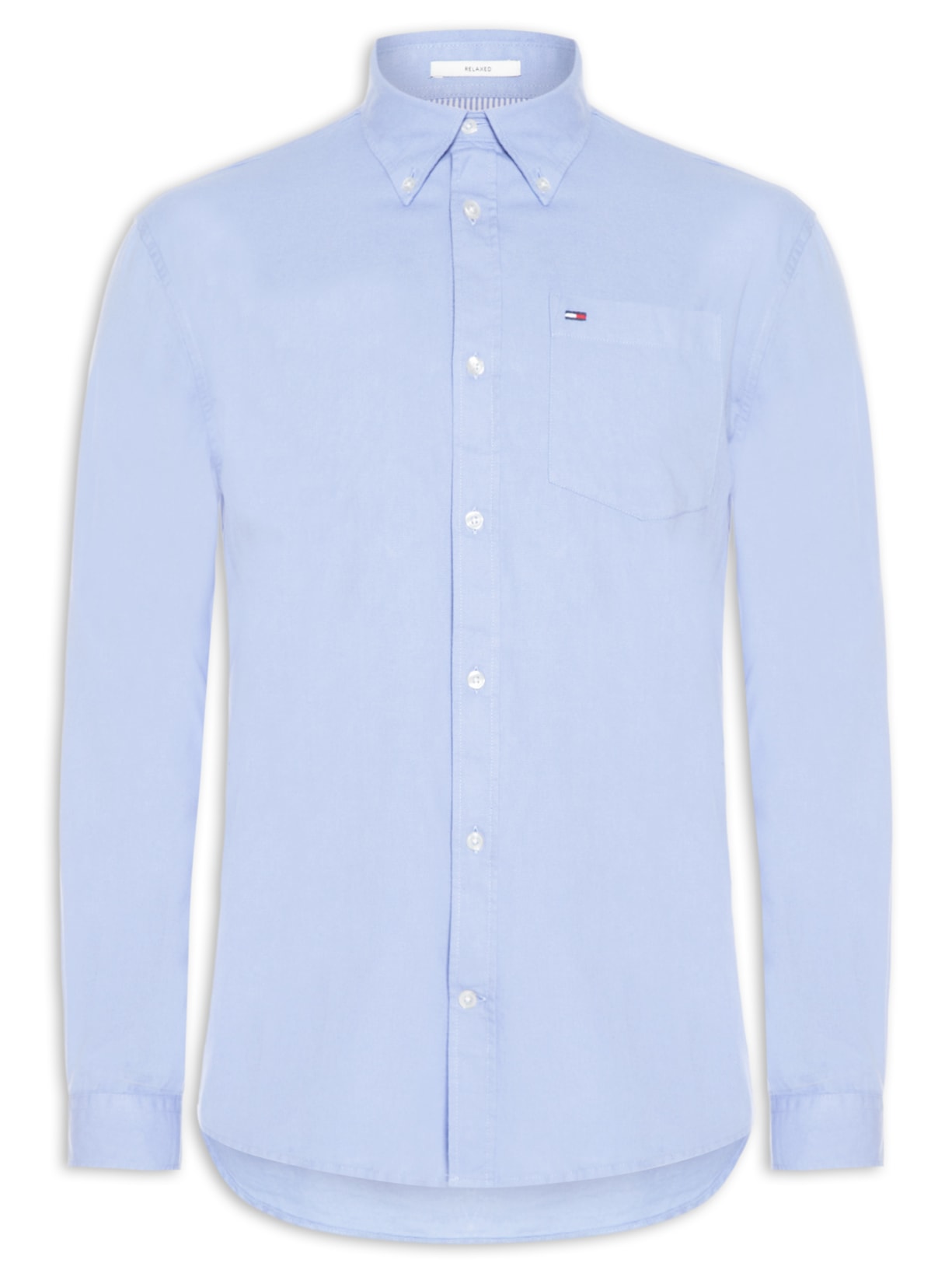 Camisa Masculina Casual Relaxed Fit Com Bolso - Azul