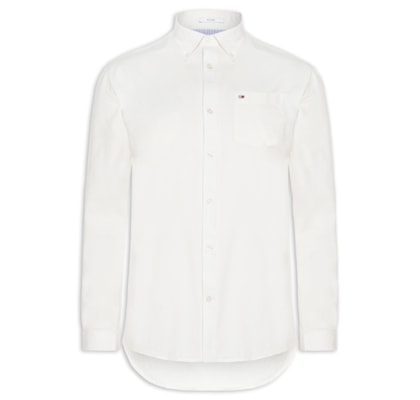 Camisa Masculina Casual Relaxed Fit Com Bolso - Branco