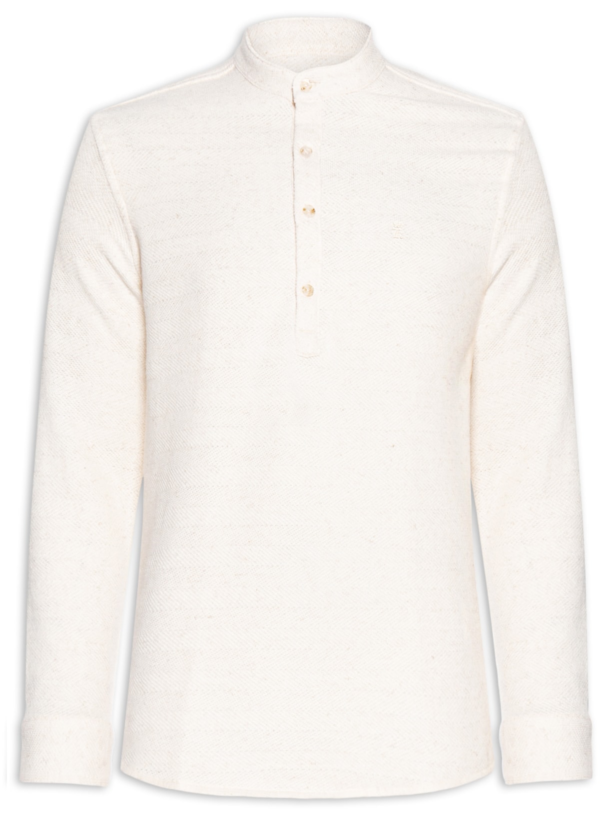 Camisa Masculina Casual Santorini Regular Fit Linho Off White Sergio K
