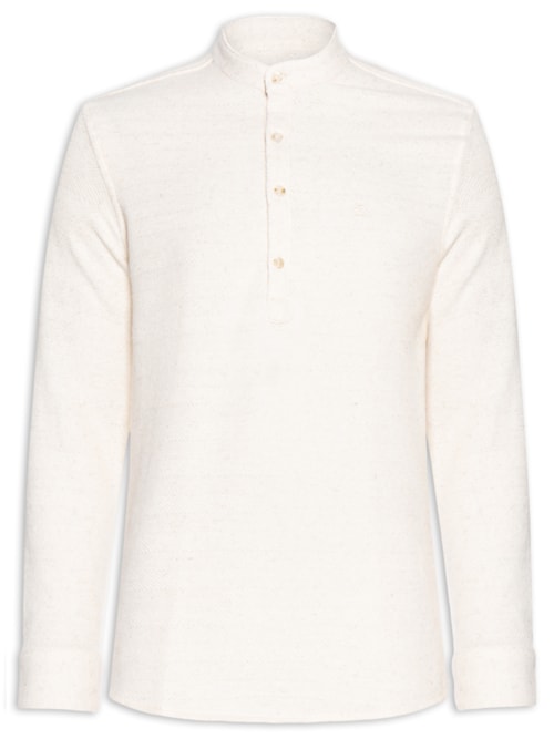 Camisa Masculina Casual Santorini Regular Fit Linho - Off White