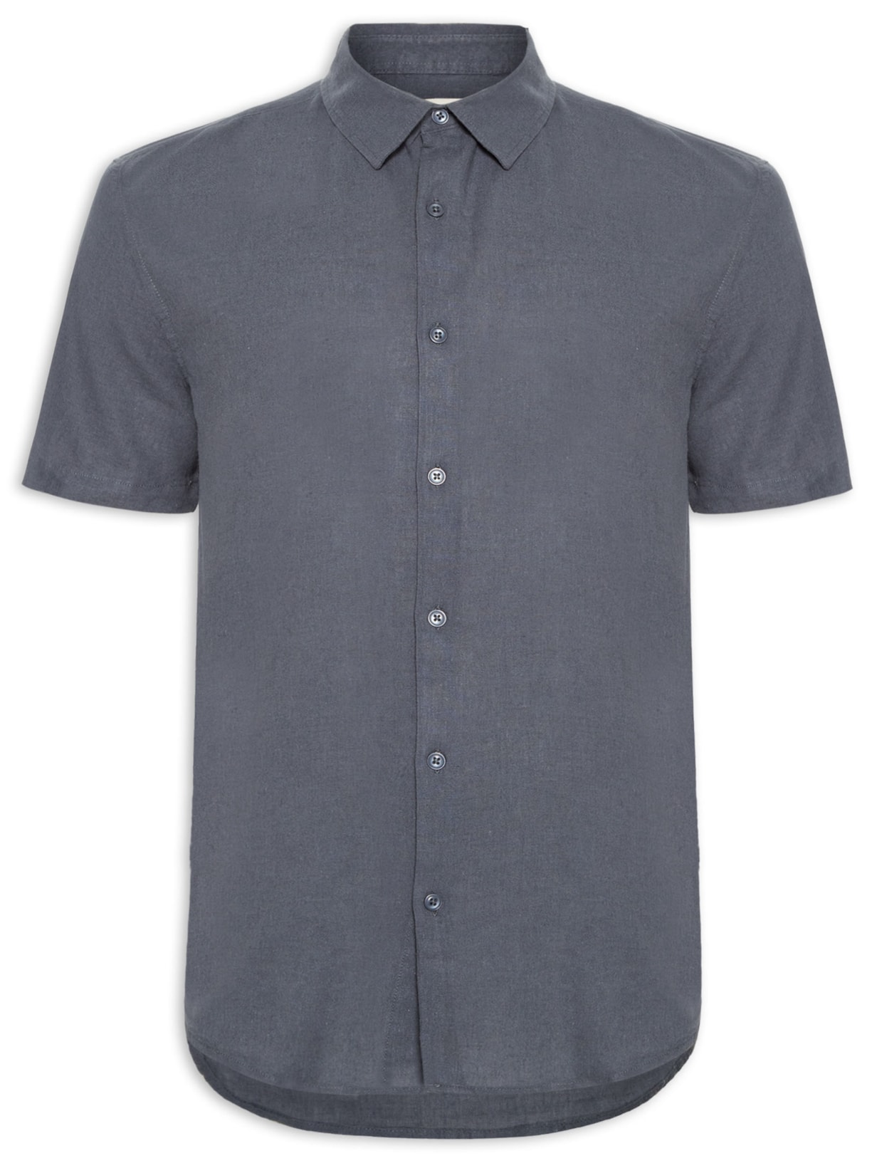 Camisa Masculina Casual Slim Fit Em Linho - Cinza