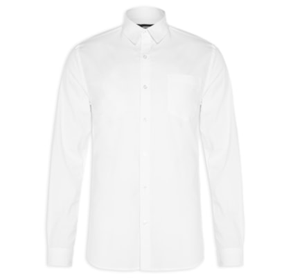 Camisa Masculina Casual Slim Fit Tricoline - Branco