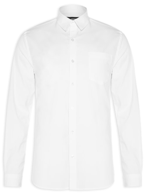 Camisa Masculina Casual Slim Fit Tricoline - Branco