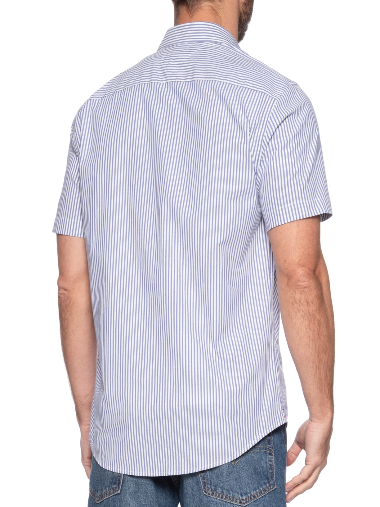 Camisa Masculina Casual Stripe Oxford Azul Tommy Hilfiger