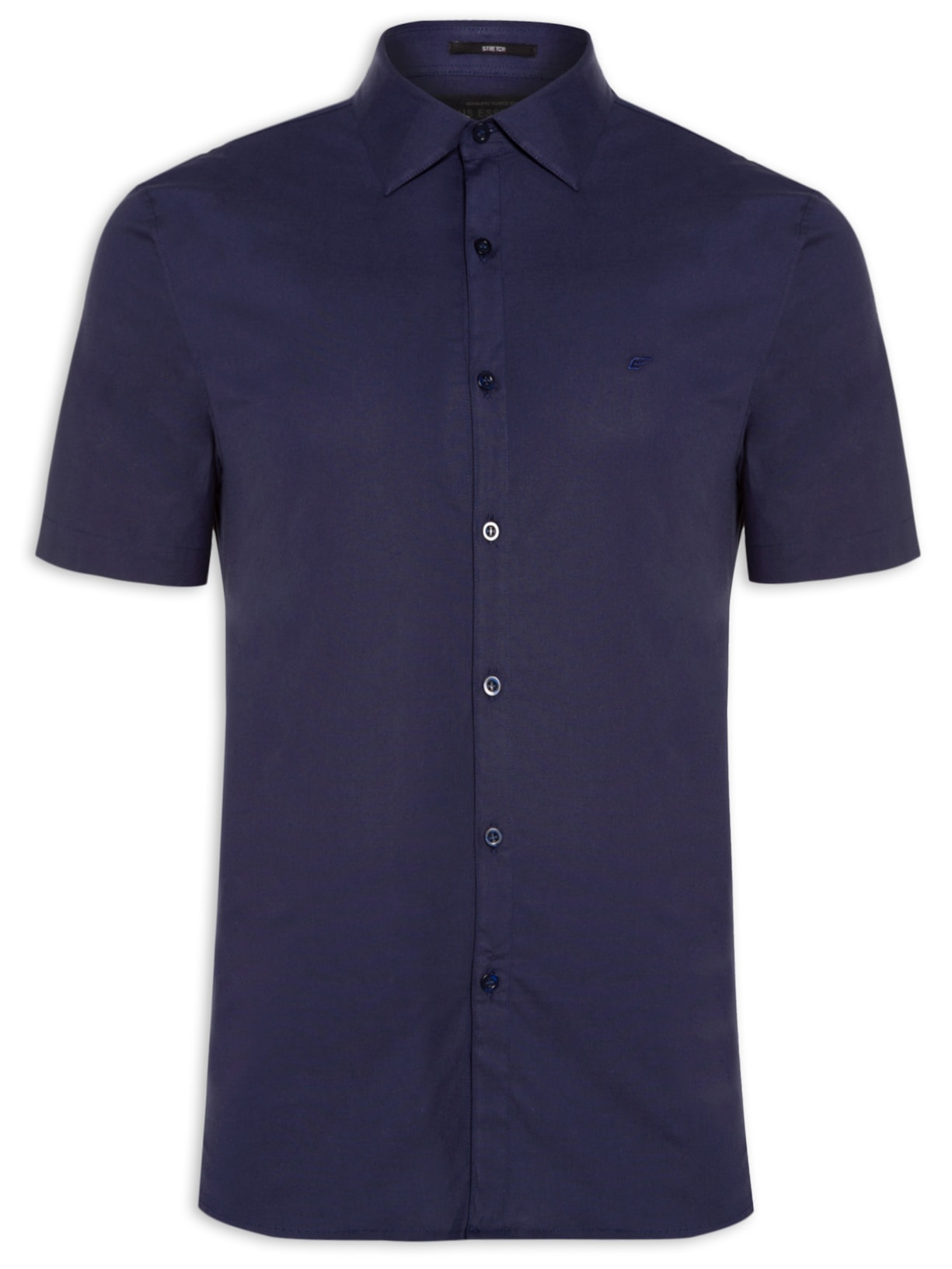 Camisa Masculina Casual Tricoline Ly Classic Italian Manga Curta - Azul