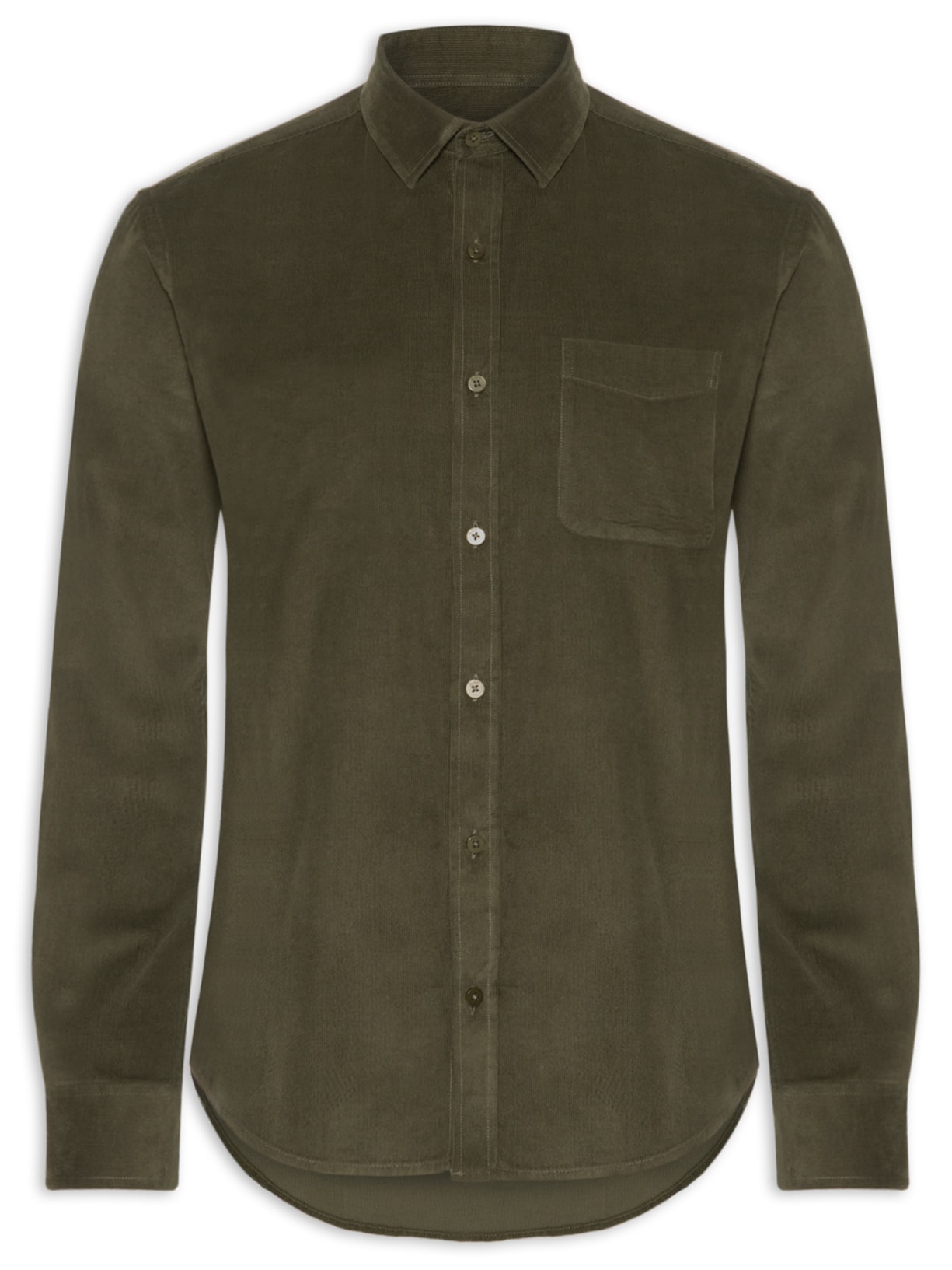 Camisa Masculina Casual Veludo Lisa Basic - Verde