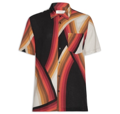 Camisa Masculina Casual Waves - Preto