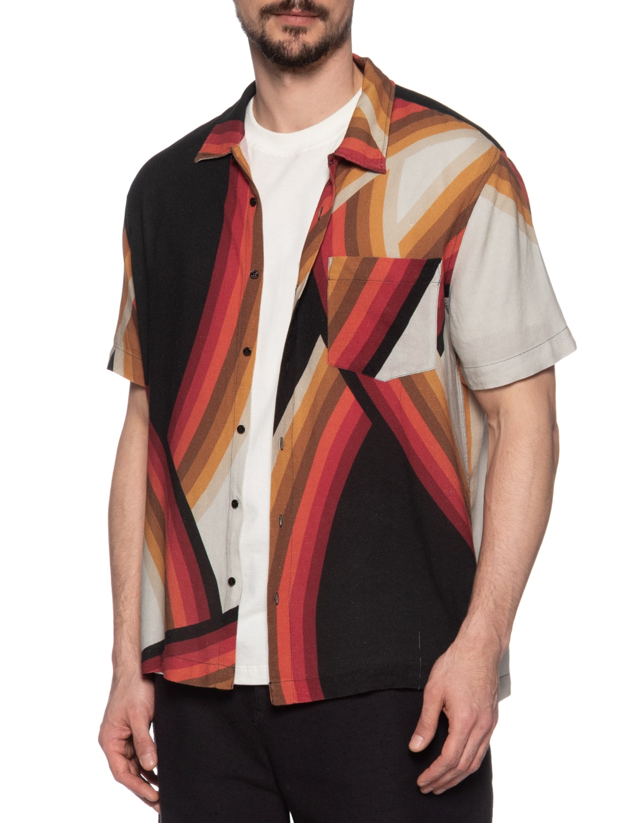 Camisa Masculina Casual Waves Preto Osklen