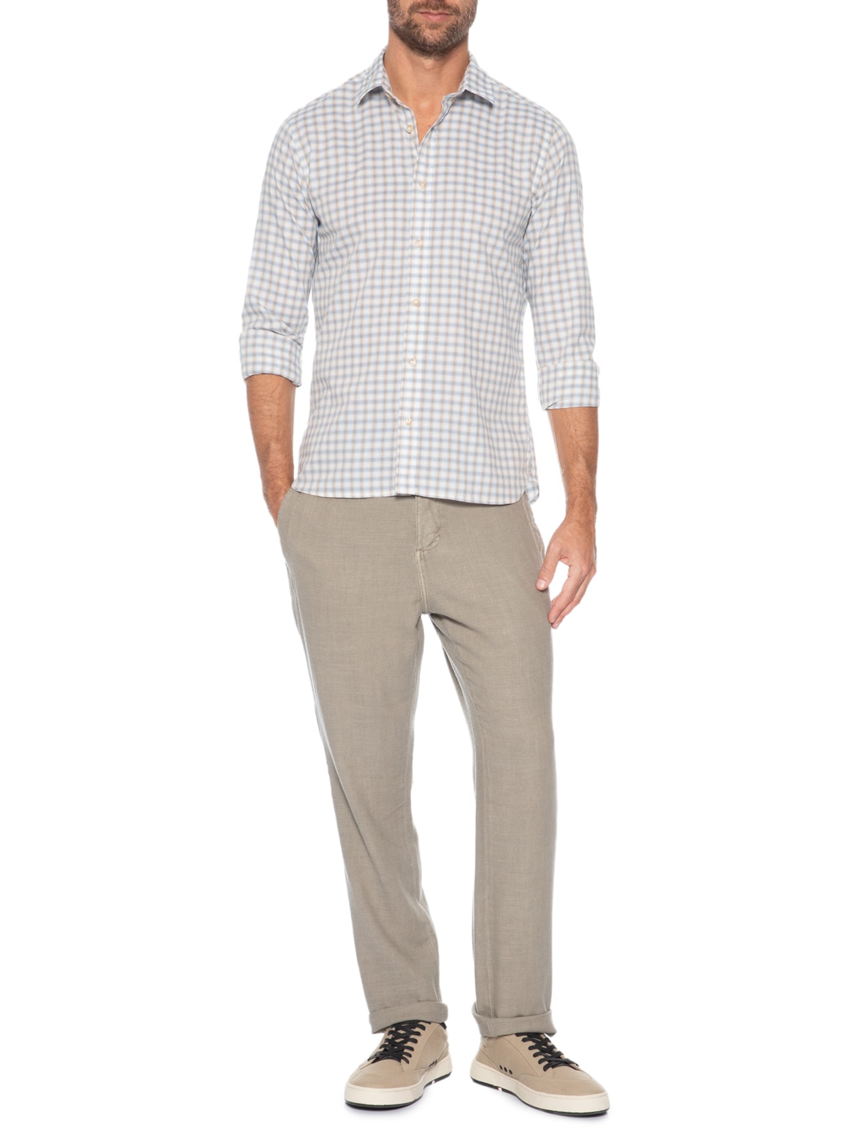 Camisa Masculina Casual Xadrez Azul Pineapple