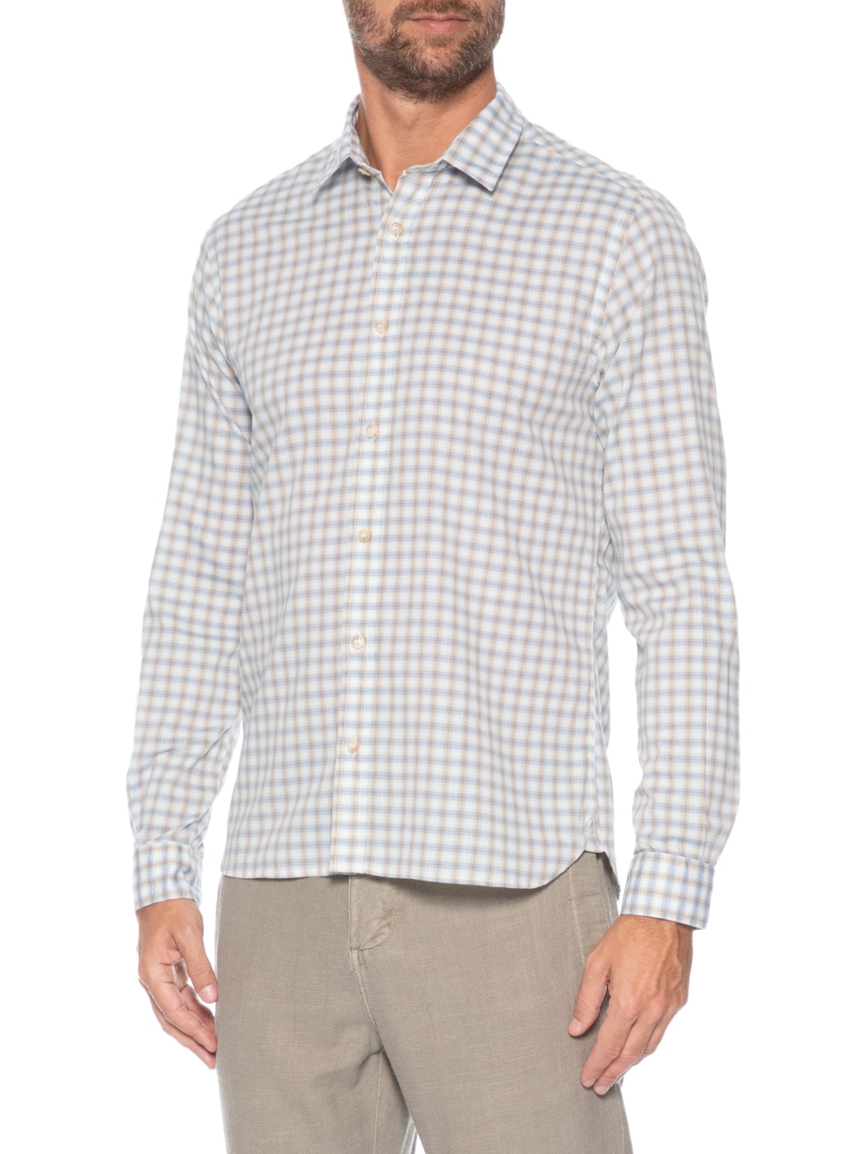 Camisa Masculina Casual Xadrez Azul Pineapple