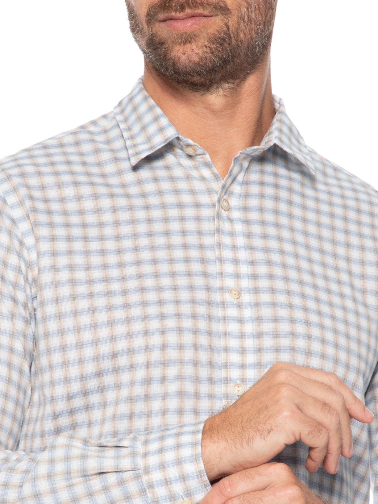 Camisa Masculina Casual Xadrez Azul Pineapple