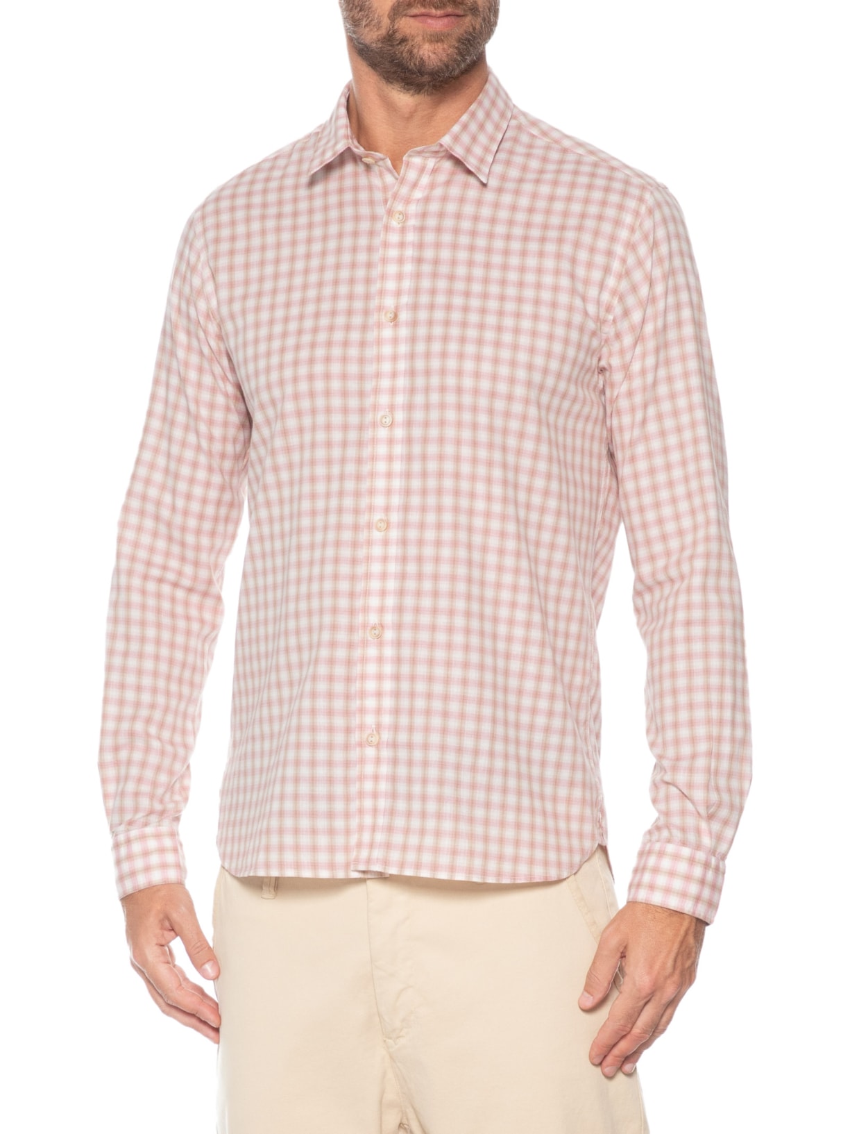 Camisa Masculina Casual Xadrez Laranja Pineapple
