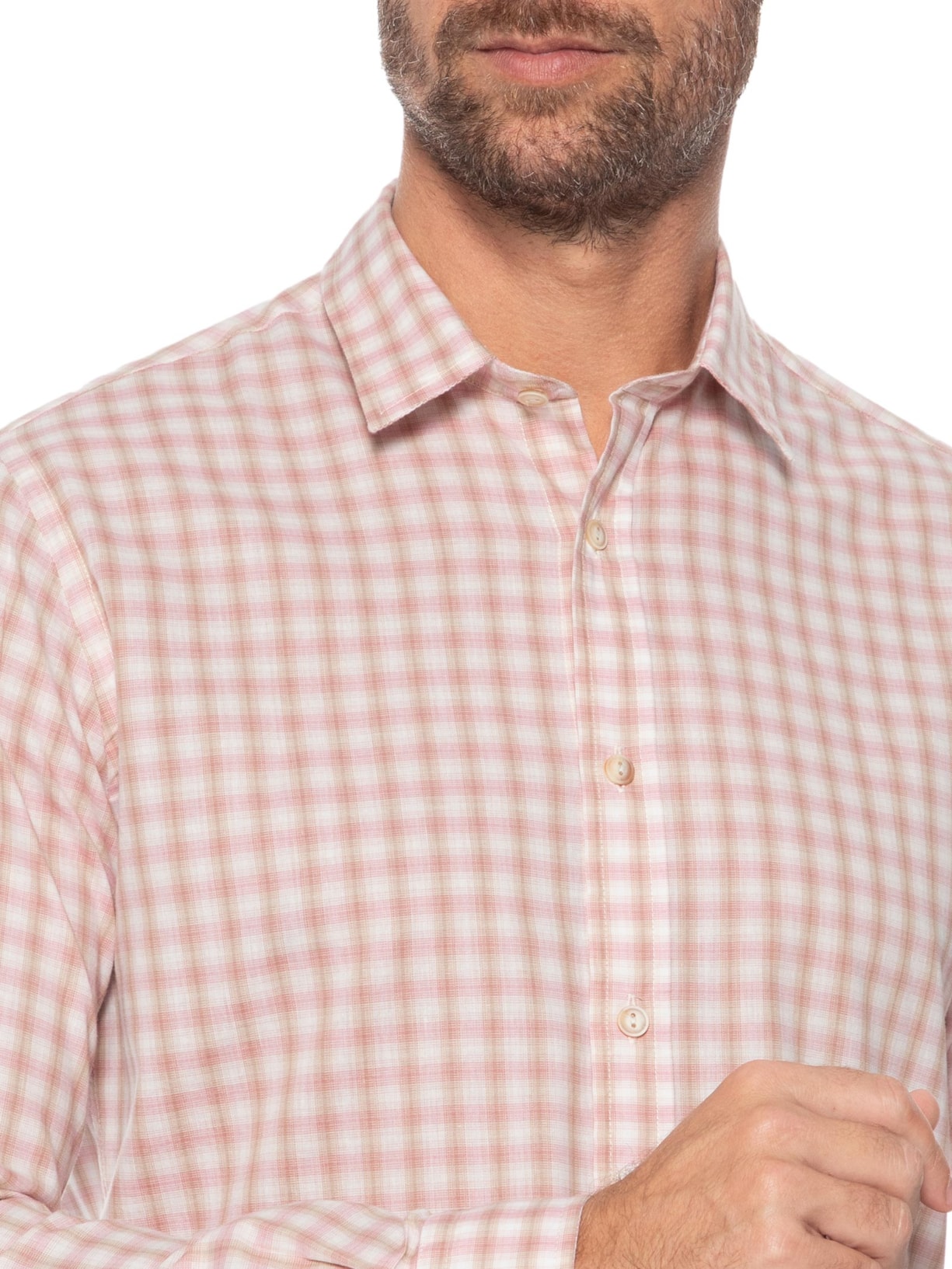 Camisa Masculina Casual Xadrez Laranja Pineapple