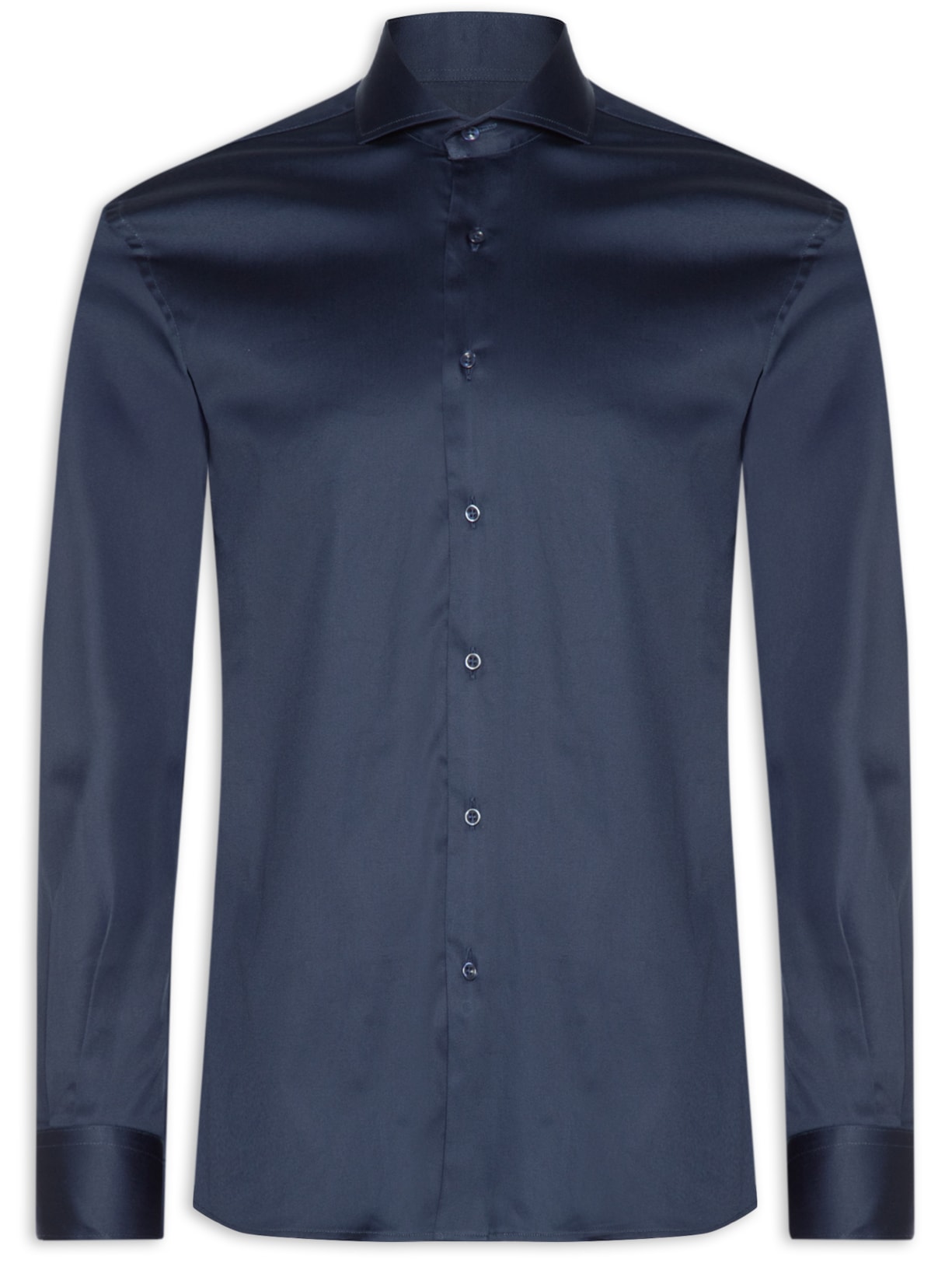 Camisa Masculina Cetim Elastano Manga Longa - Azul