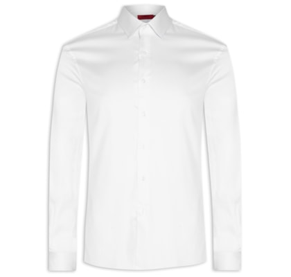 Camisa Masculina Cetim Elastano Manga Longa - Branco