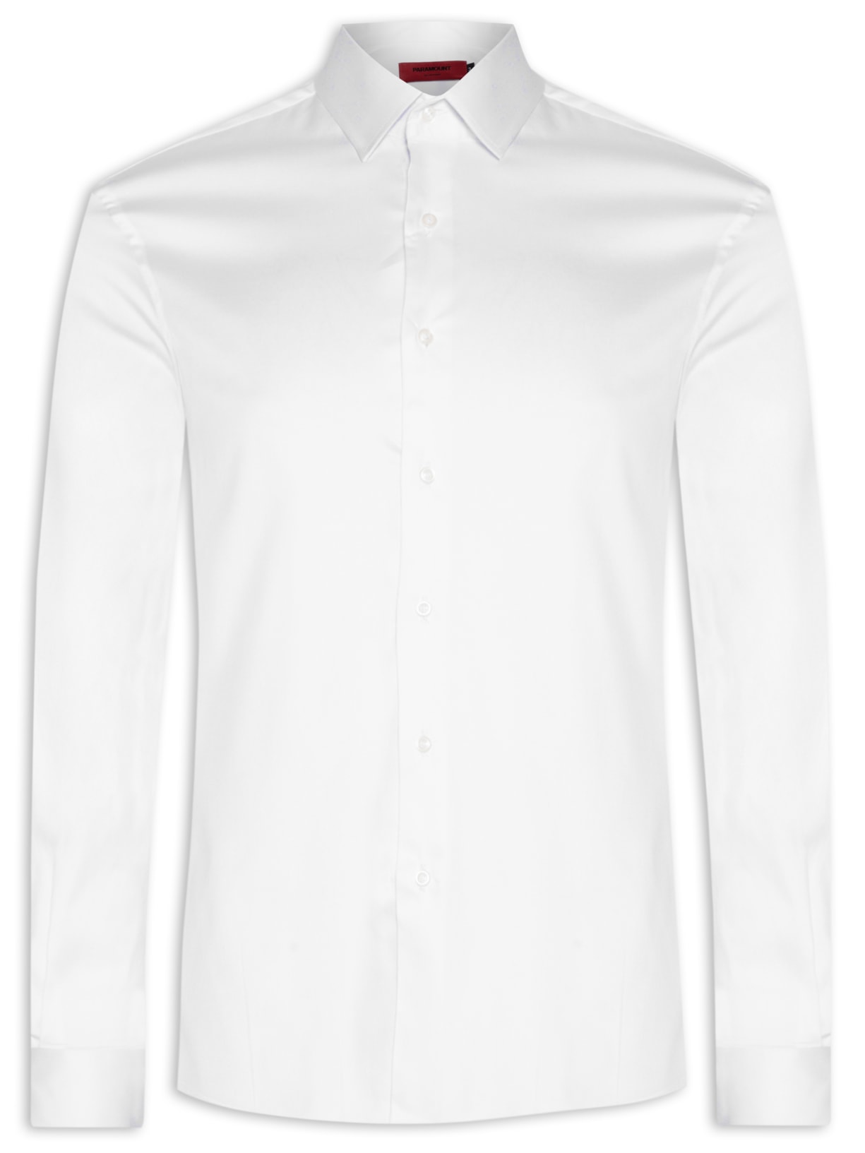 Camisa Masculina Cetim Elastano Manga Longa - Branco
