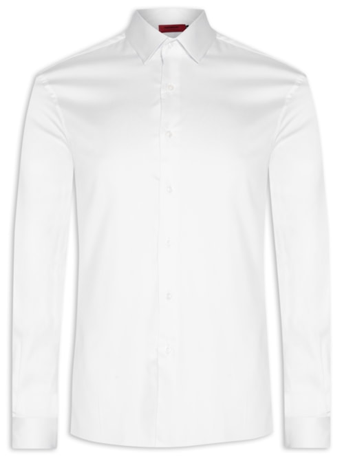 Camisa Masculina Cetim Elastano Manga Longa - Branco