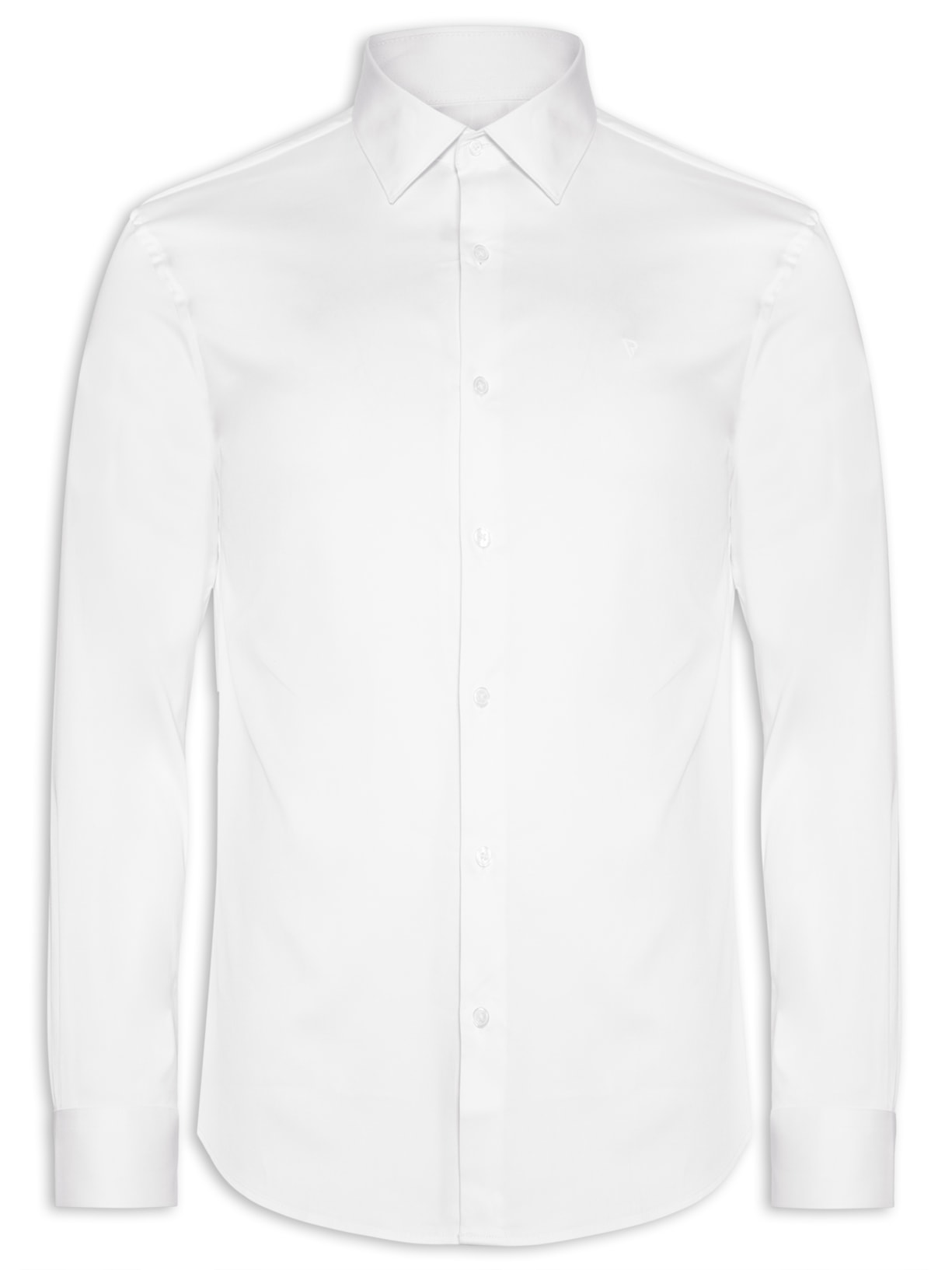 Camisa Masculina Cetim Slim French Manga Longa - Branco
