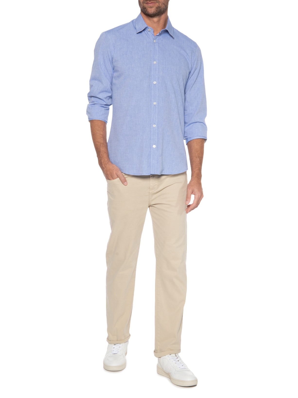 Camisa Masculina Chambray Azul Zapalla