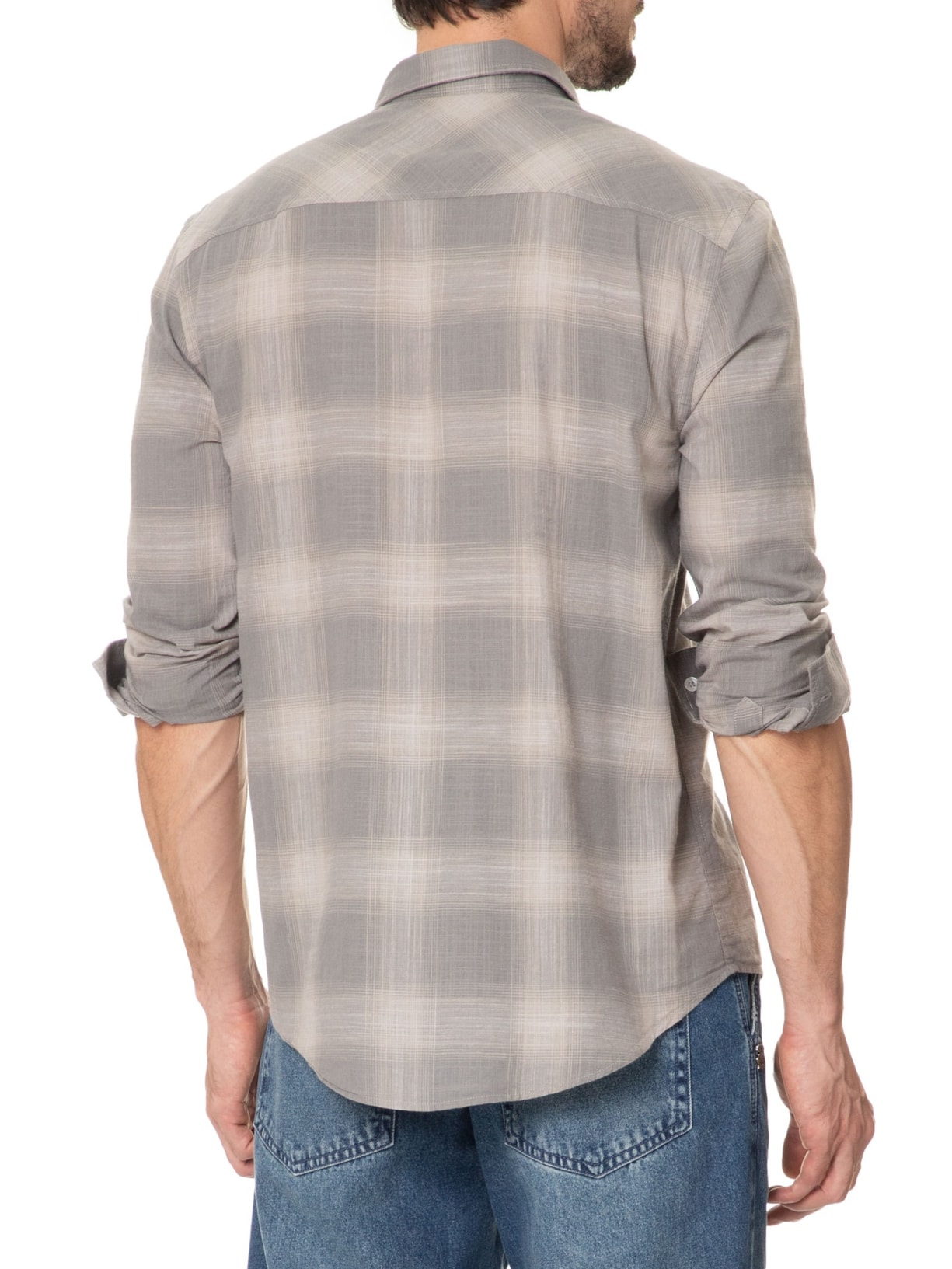 Camisa Masculina Checked Dark Cinza John John