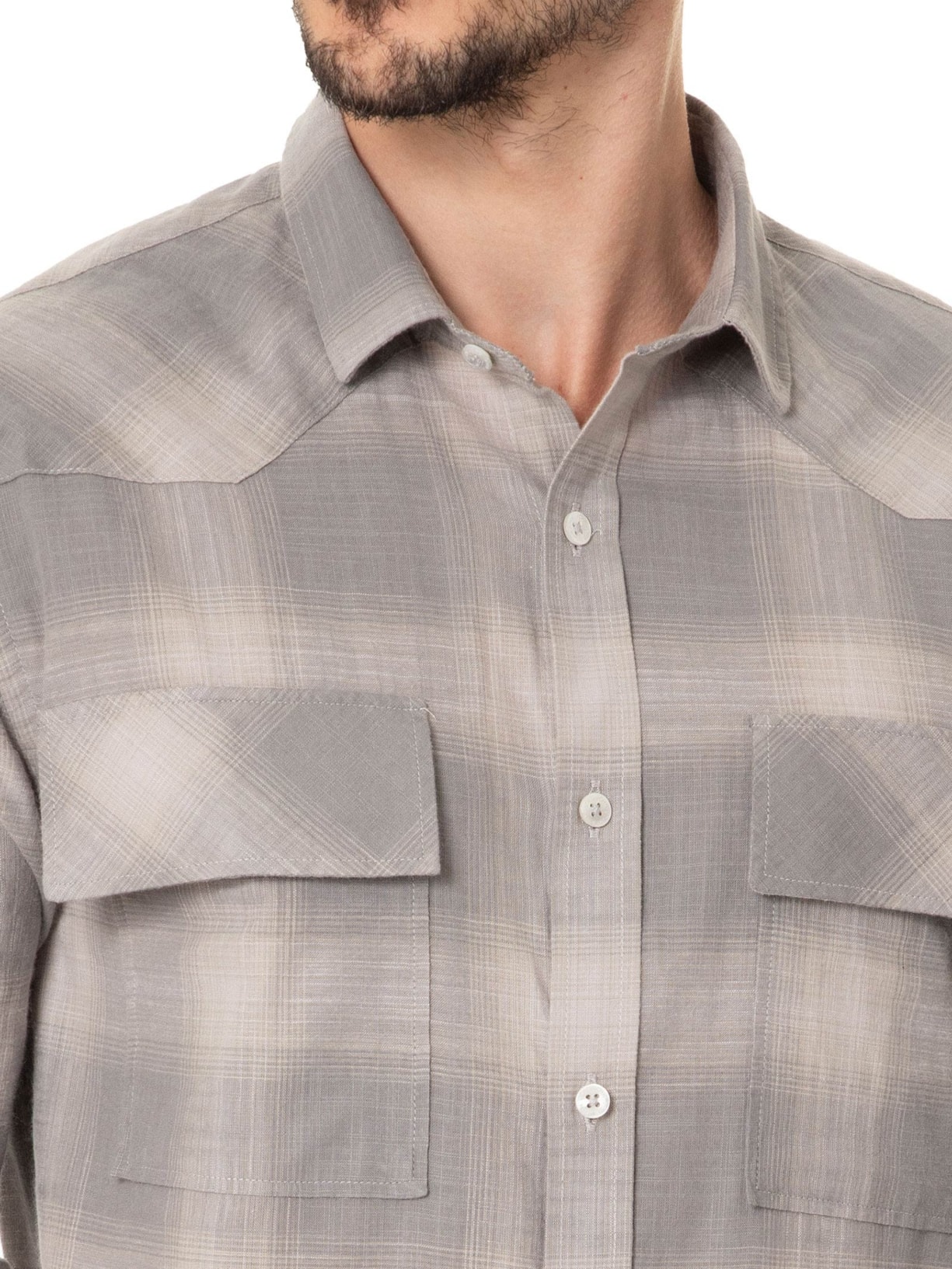 Camisa Masculina Checked Dark Cinza John John