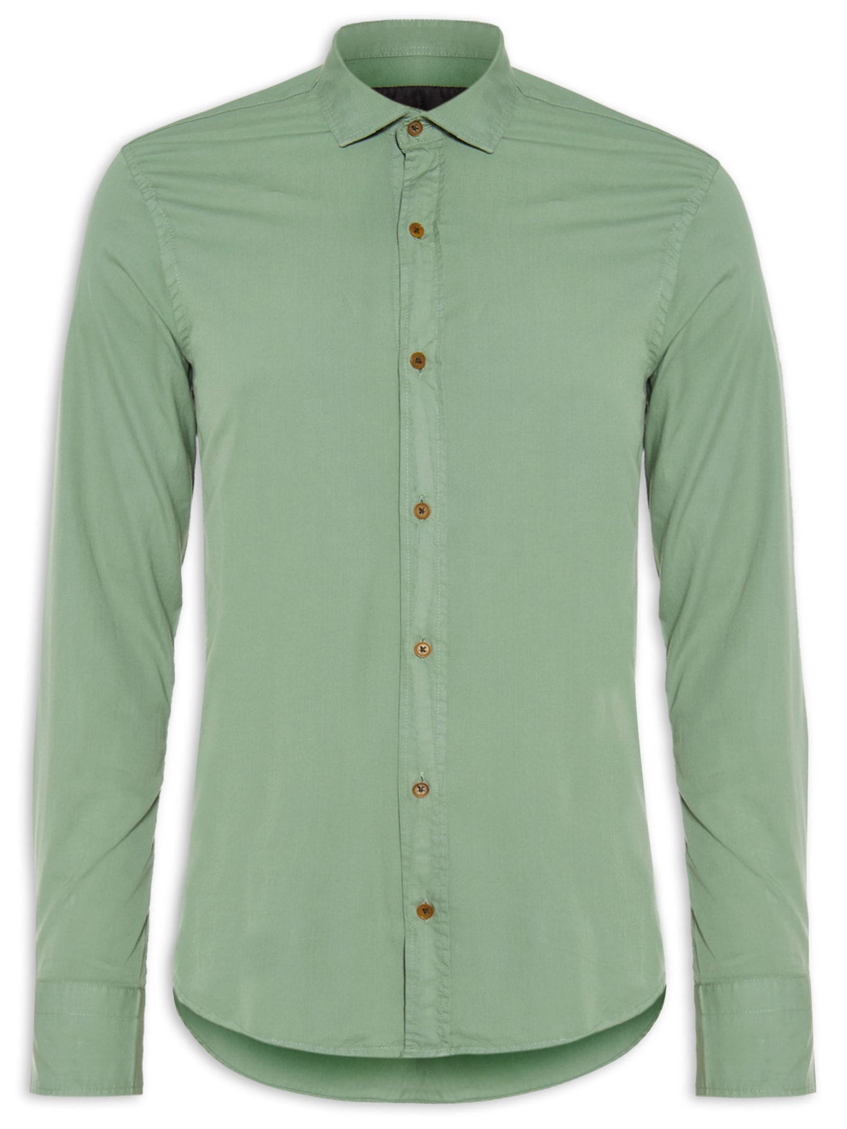 Camisa Masculina Chino Lisa Manga Longa - Verde