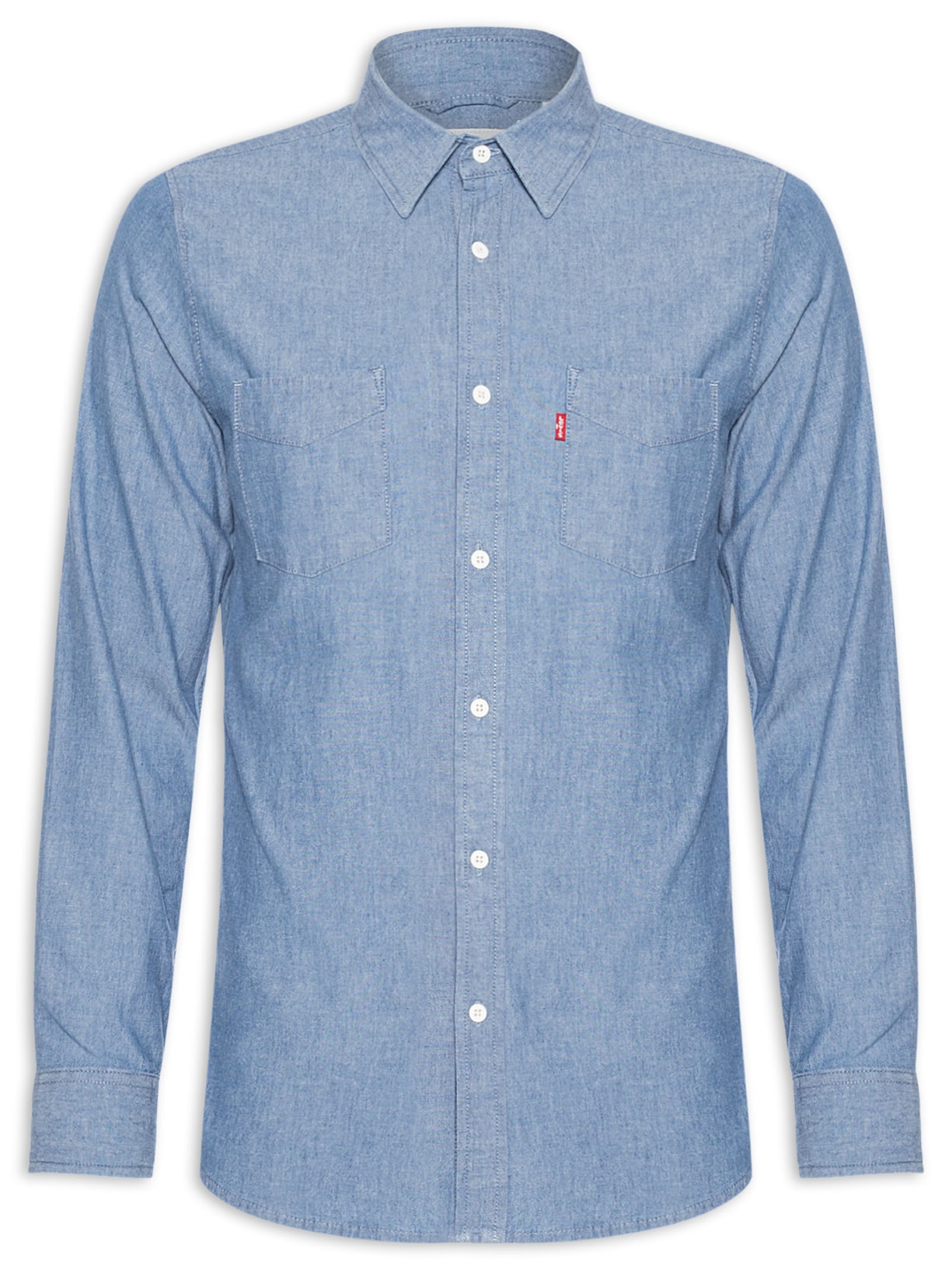 Camisa Masculina Classic Com Bolso Regular Fit - Azul