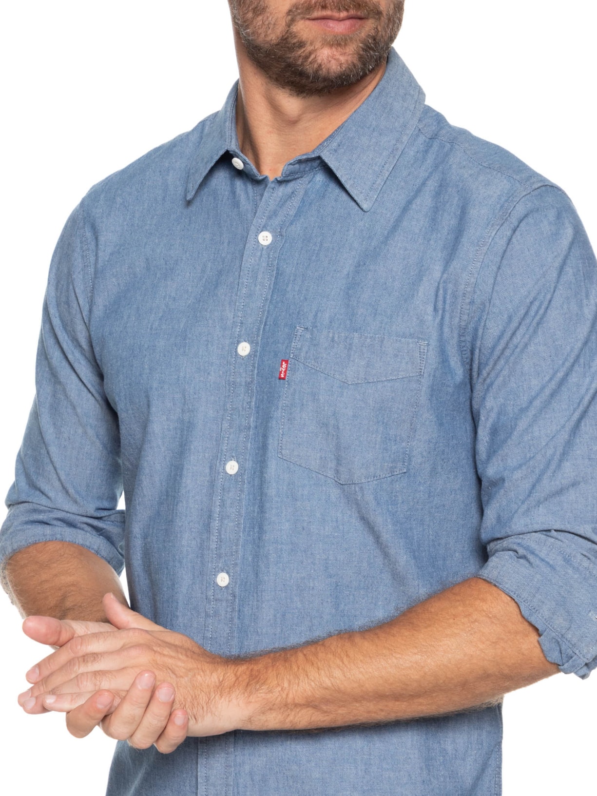 Camisa Masculina Classic Com Bolso Regular Fit Azul Levi's