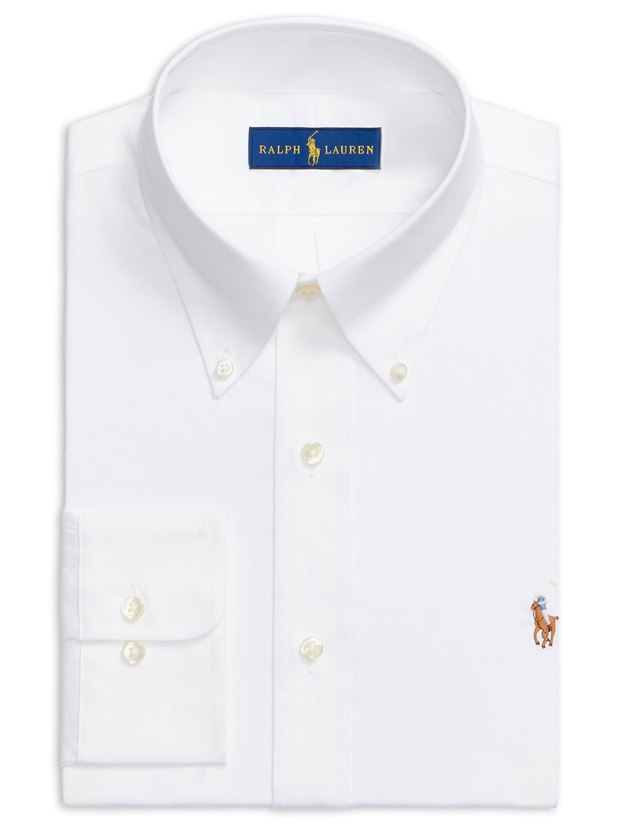 Camisa Masculina Classic Fit Pinpoint Oxford Branco Polo Ralph Lauren