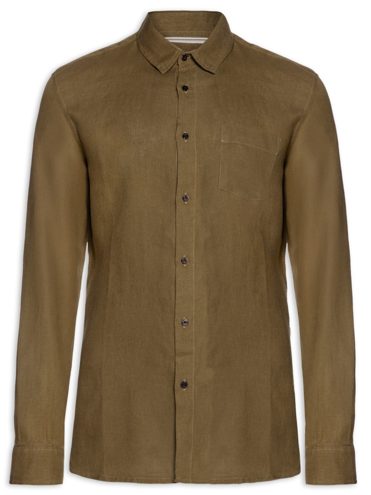 Camisa Masculina Classic Line Manga Longa - Marrom