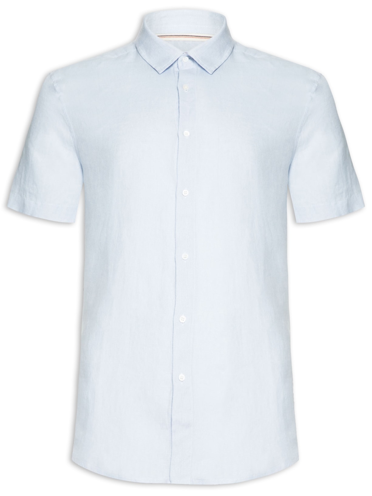 Camisa Masculina Classic Linen Manga Curta - Azul