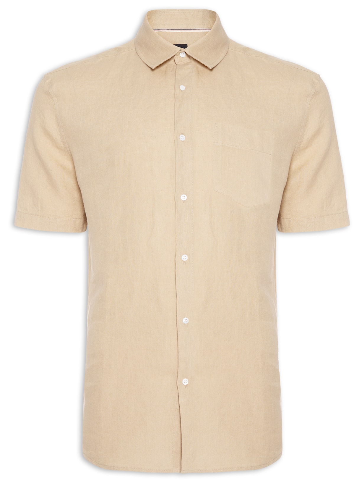 Camisa Masculina Classic Linen Manga Curta - Bege