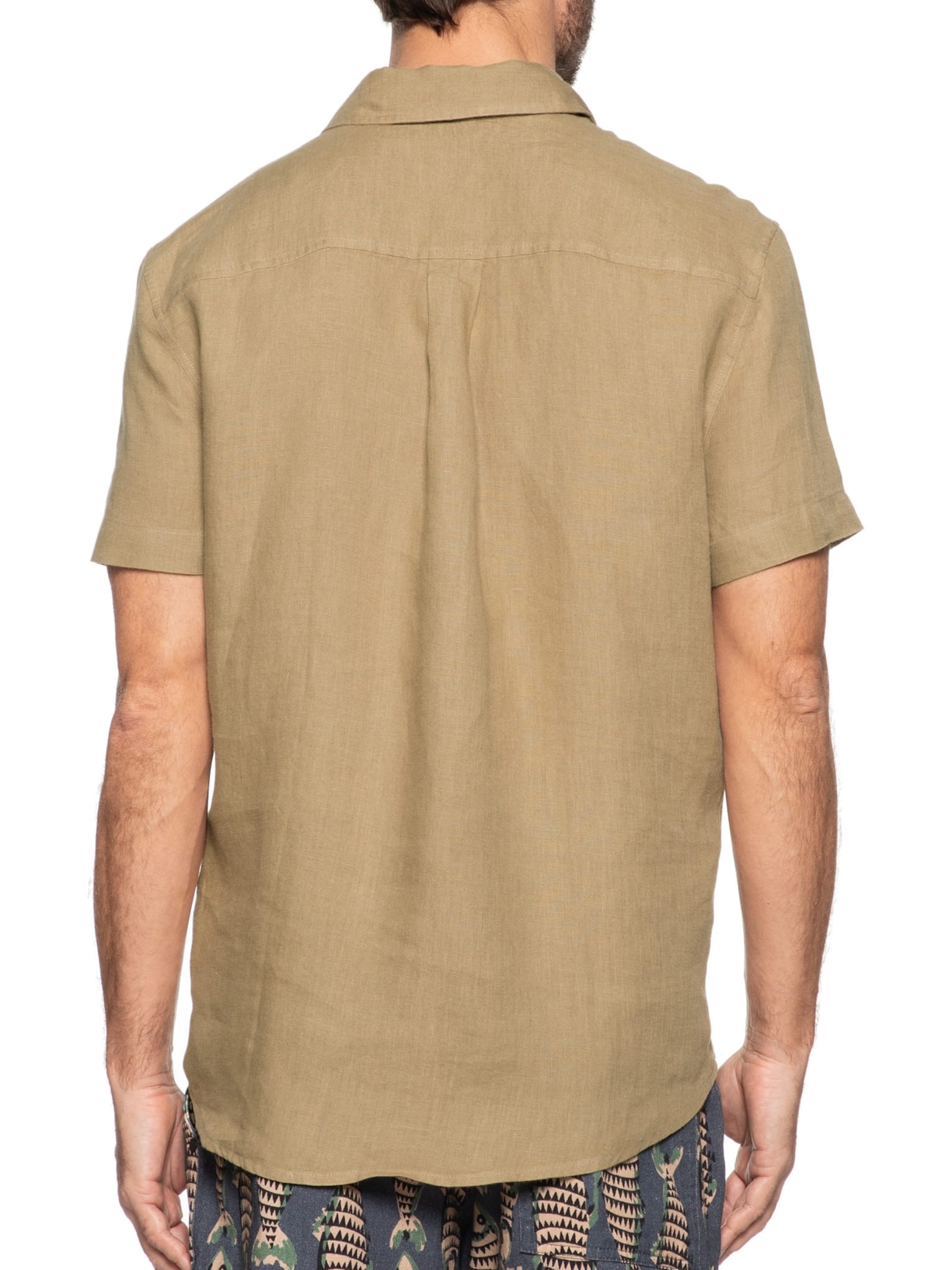 Camisa Masculina Classic Linen Manga Curta Bege Osklen